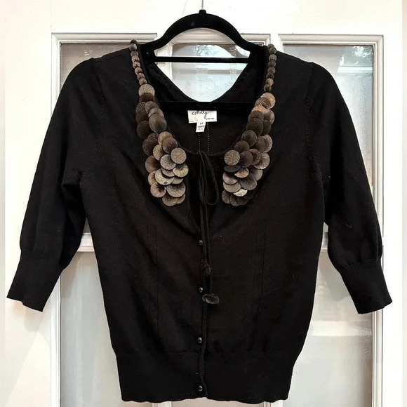 Vintage An Original Milly Of New York Cardigan Sweater Gold Embellishment Size M - Picture 15 of 15